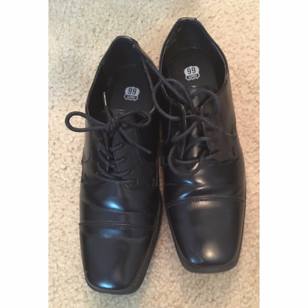 Boys Black Lace-Up Dress Shoes & Belt, Route 66, 7